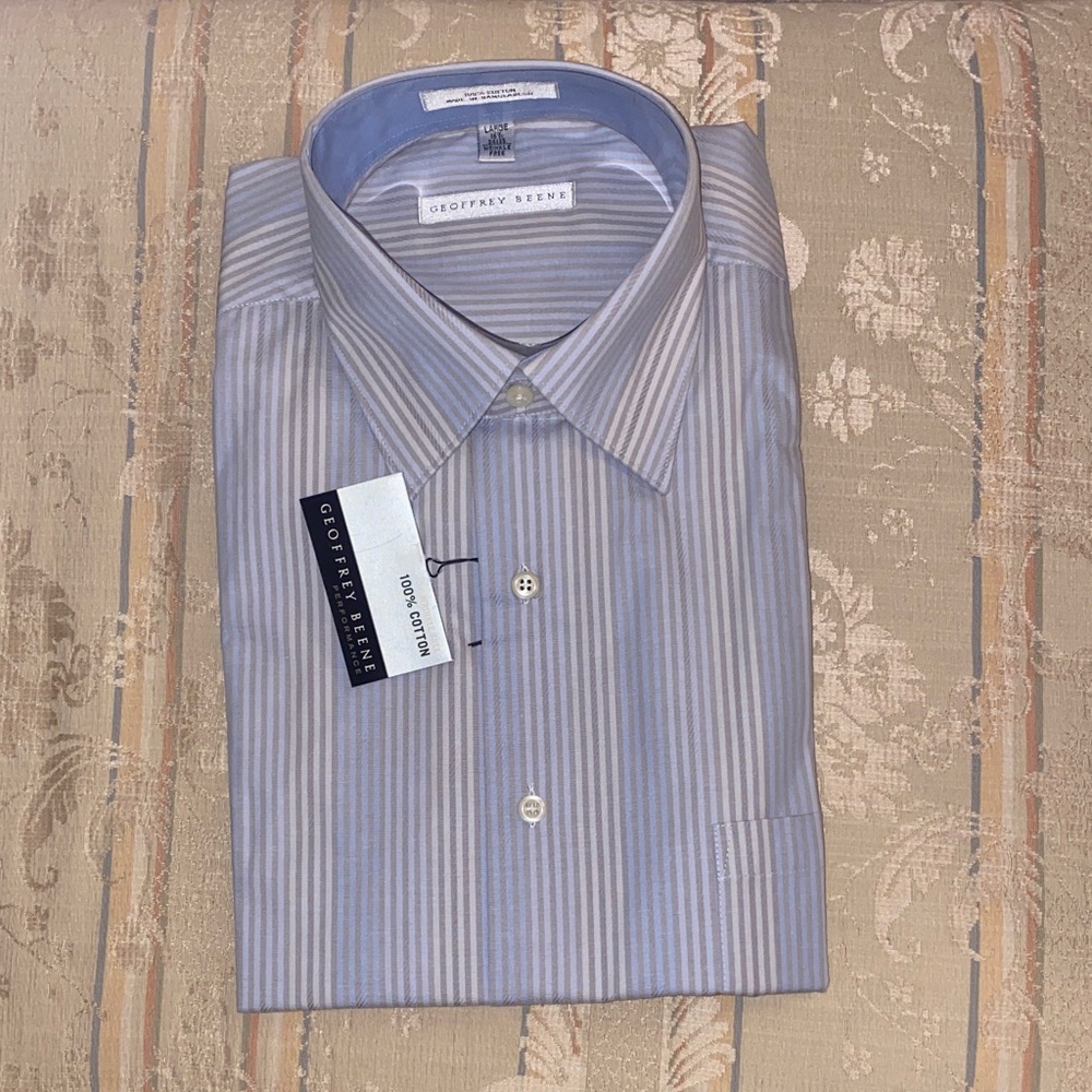Geoffrey Beene Gray Striped Dress Shirt
